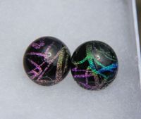Rainbow loops dichroic glass stud earrings