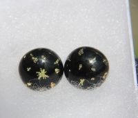 Gold stars dichroic glass stud earrings