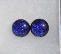 Deep blue dichroic glass stud earrings