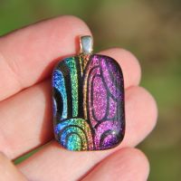 Bright rainbow dichroic glass pendant
