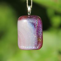 Lilac and purple rainbow dichroic glass pendant