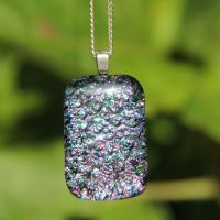 Pink and green dichroic glass pendant
