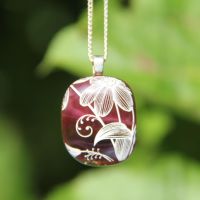 Red flower glass pendant