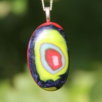 Large Ellipse Rainbow swirl glass pendant