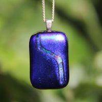 Blue contrast flash dichroic glass pendant