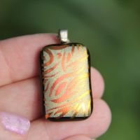 Orange flame dichroic glass pendant