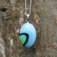 Small Blue and green swirl glass pendant