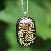 Abstract  pattern dichroic glass pendant,