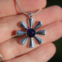 Purple  dichroic glass flower pendant