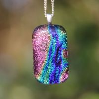 Multi-coloured dichroic glass pendant