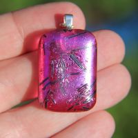Pink textured dichroic glass pendant