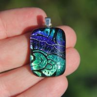 Green and purple dichroic  glass pendant