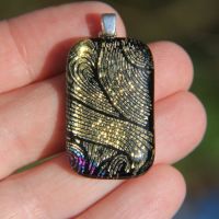 Gold locks dichroic glass pendant