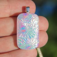 Textured flower dichroic glass pendant