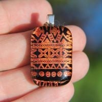 Red orange dichroic glass pendant