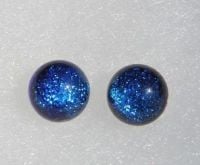 Small deep blue dichroic stud earrings