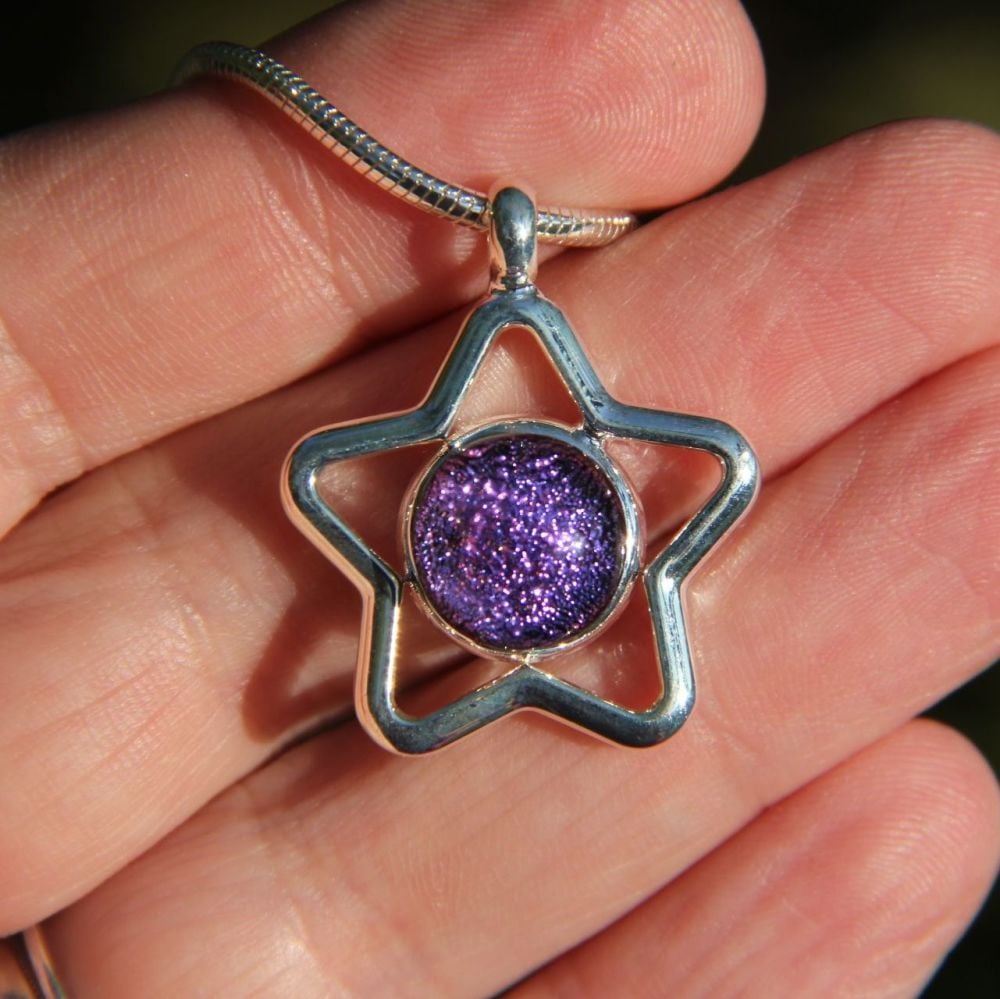 Pink dichroic star pendant