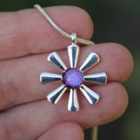 Purple dichroic flower pendant