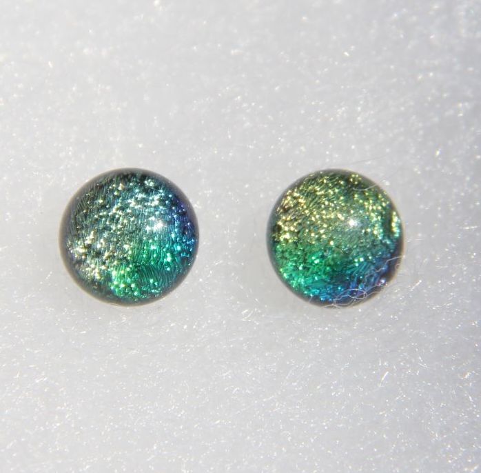 Small Multi-coloured dichroic stud earrings