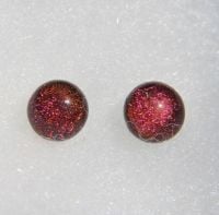 Small Red dichroic stud earrings