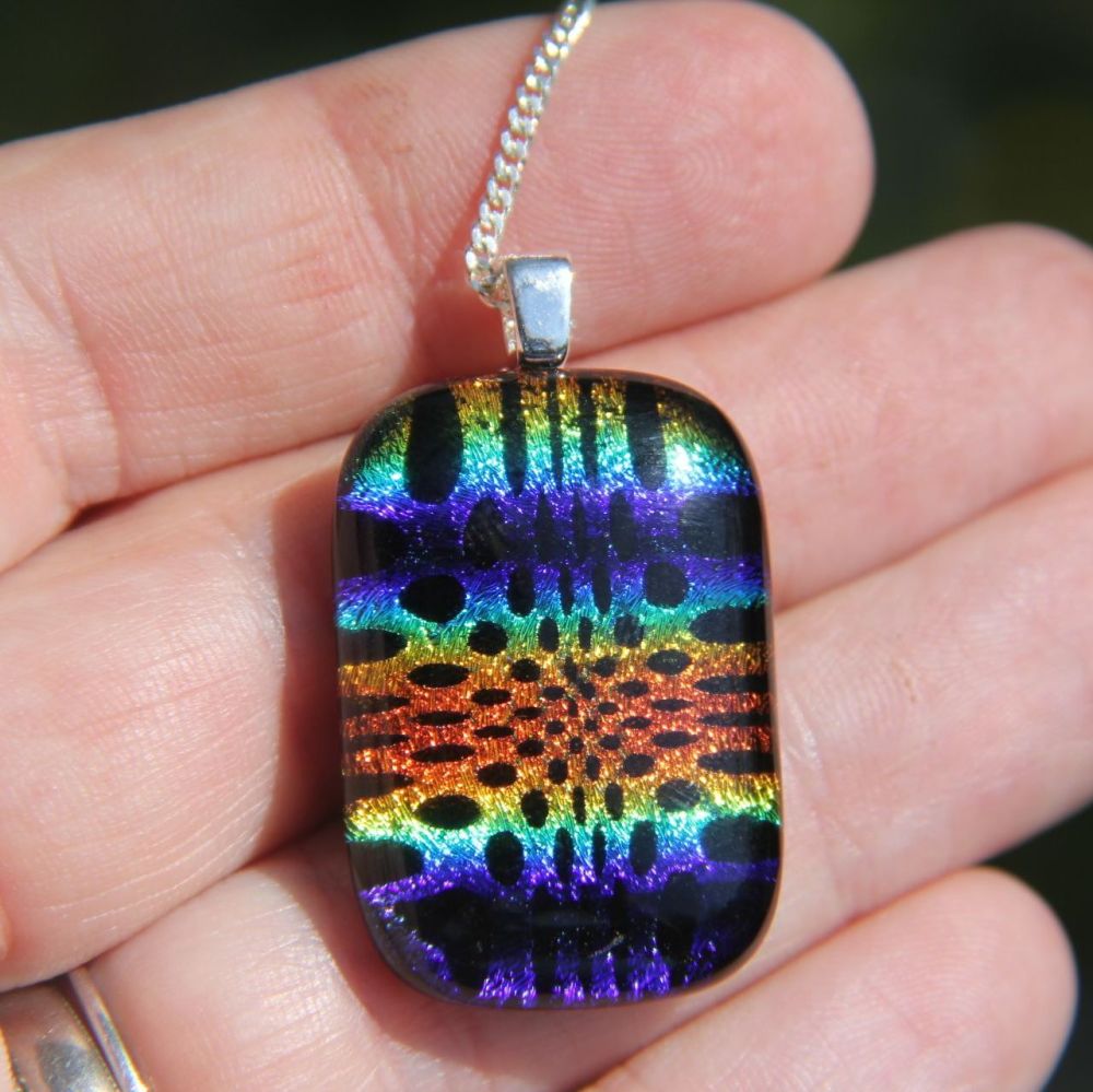 Rainbow spots dichroic glass pendant