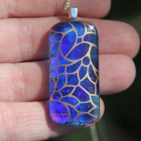 Blue and gold dichroic pendant