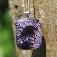 Lilac Daisy fused dichroic glass pendant