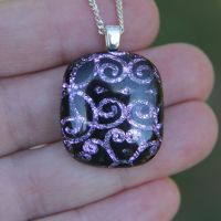 Floral swirl dichroic glass pendant