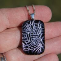 Silver strand dichroic glass pendant