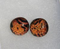 Red orange and black dichroic stud earrings