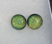 Gold dichroic glass stud earrings