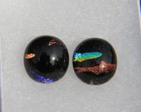 Rainbow fish dichroic glass stud  earrings