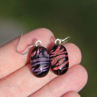 Red to purple flame dichroic glass earrings