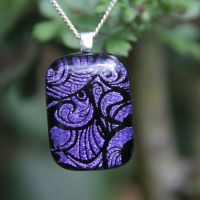 Purple fairy wing dichroic glass pendant