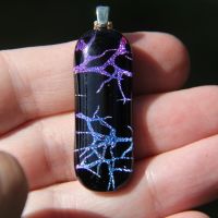 Long purple and blue dichroic glass pendant