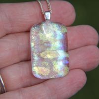 Gold and blue Rainbow dichroic pendant