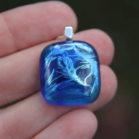  Blue feather dichroic glass  pendant