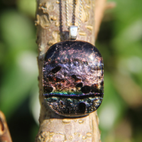 Muted rainbow dichroic glass pendant