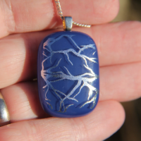 Silver branches Dichroic glass pendant,