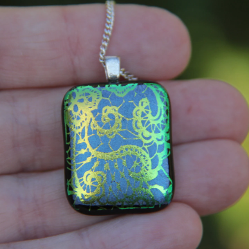  Lace dichroic glass pendant