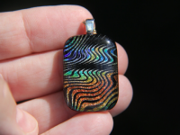 Rainbow waves dichroic glass pendant