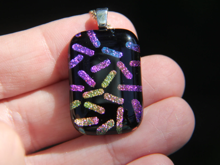 Rainbow sprinkle dichroic glass pendant