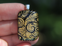 Gold fairy wing dichroic glass pendant