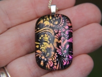 Rainbow floral dichroic glass pendant