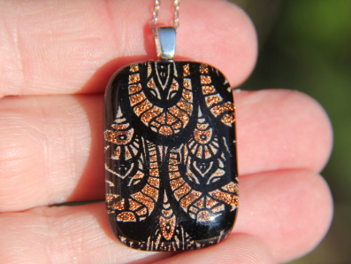 Orange dichroic glass pendant