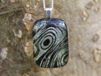 Pale green swirl pattern dichroic glass pendant