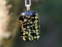 Gold bead dichroic glass pendant, dichroic glass necklace,