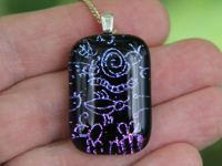 Blue to pink dichroic pendant, dichroic glass necklace