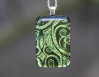 Gold Art Nouveau dichroic glass pendant