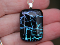 Blue to pink branches dichroic glass  pendant